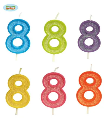 Image de Bougie pailletée n° 8 - Décoration d'anniversaire