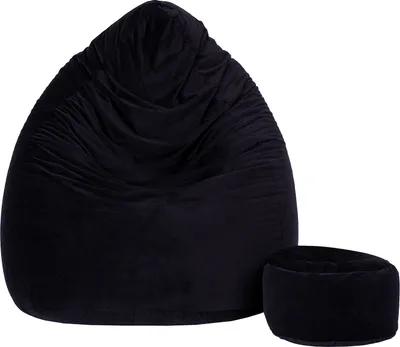 Image de Sac de siège 100x75 avec repose-pieds velours noir