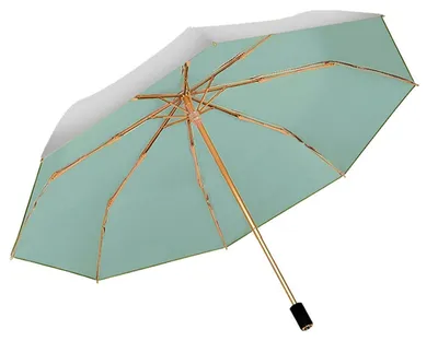 Image de Parapluie compact, protection solaire UPF 50+, double couche, vert, 8 baleines