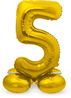 Produktbild von Stehender Folienballon Zahlen 28"/72cm | Gold Zahl: 5