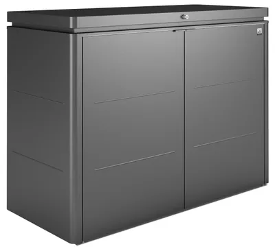 Image de Biohort armoire haute, armoire de jardin élégante en métal, taille 160, gris foncé métallisé