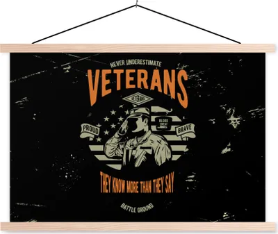 Produktbild von MuchoWow® Textilposter Amerika - Militär - Retro 60x40 cm mit holzfarbenen Rahmen - Bilder