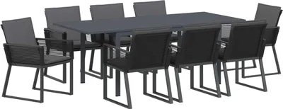 Obrázek produktu pro Zahradní jídelní souprava 9 pcs Černá polyratan