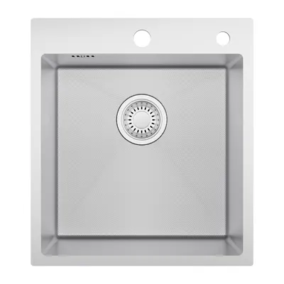 Produktbild von CECIPA MAX Küchenspüle 44*49CM | Spülbecken mit Hahnloch | Einzelbeckenspüle mit Wasserablaufsystem | Küchenspüle Edelstahl |silber