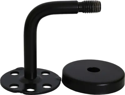 Produktbild von Modell B Edelstahlhalter Schwarz pulverbeschichtet gewinkelt mit Gewinde zum Eindrehen in Holzhandlauf
