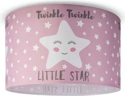 Produktbild von Deckenlampe Kinderzimmer Pendelleuchte Baby Lampenschirm Stoff Rund Sterne