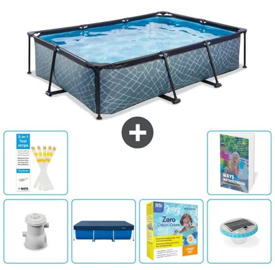 Immagine prodotto di Piscina fuori terra rettangolare - aspetto pietra - 300x200x65 cm - composta da 5 elementi - modello S178