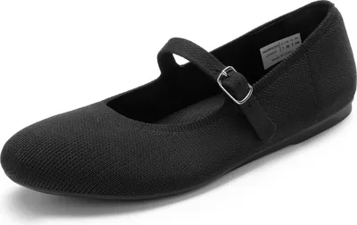 Produktbild von DREAM PAIRS Damen Mary Jane Ballerinas, Elegant, Riemchen Ballerinas Damen, Faltbare Strick-Ballerinas mit Fußgewölbeunterstützung, Bequem für die Freizeit Farbe: SCHWARZ Größe:40