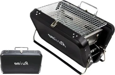 Produktbild von Famanu Mini-Grill Tragbarer Camping-Holzkohlegrill mit Tragetasche - Kompaktes Grillgerät für den Außenbereich