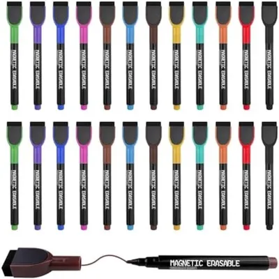 Produktbild von PromoHome® 24 Stück Whiteboard-Marker-Set - magnetische abwischbare Stifte - 12 Farben - für Schule, Büro und Zuhause