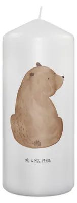 Produktbild von Mr. & Mrs. Panda Kerze Bär Schulterblick 19 x 8 cm - Weiß - Geschenk, Bären, Erinnerungskerze, Selbstachtung, Bedruckte, Erinnerungslicht, Weisheit, Weltansicht, Teddy
