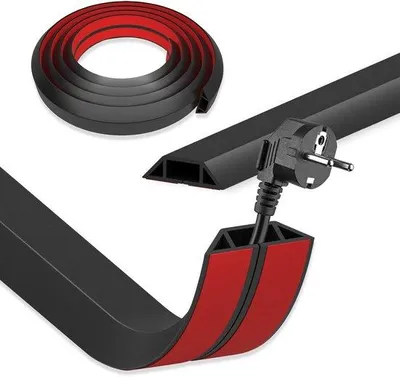 Produktbild von Famanu Kabelkanal Schwarz 5 cm x 1 m - Flexible Kabelschutz für Boden und Außenbereich