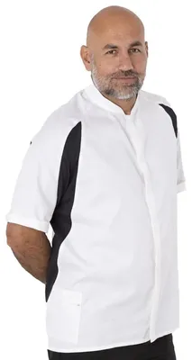 Produktbild von Le Chef - Kochjacke Einreihig für Herren/Damen Unisex LT5402 (XXL) (Weiß/Schwarz)