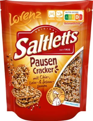 Obrázok produktu pre Lorenz Saltletts snack krekery celozrnné chrumkavé praclíky 100g