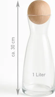 Produktbild von 1 Liter Karaffe mit Zirbenkugel - Wasserkaraffe, Zirbenholz, Zirbe (Zirbenkaraffe-1L)