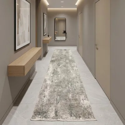 Obrázok produktu pre Kober sivobežovej farby s abstraktnou štruktúrou, s frnčekmi a moderným dizajnom. Rozmer: 80 x 300 cm