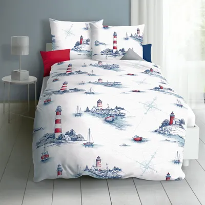 Produktbild von Kaeppel Bettwäsche Küstenflair" blau 1x 155x220 cm + 1x 80x80 cm"