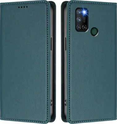 Immagine prodotto di Custodia in pelle per Realme C17, flip case magnetico in Finto cuoio con supporto Verde
