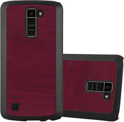 Produktbild von Cadorabo Hülle für LG K10 2016 Schutz Hülle in Rot Hard Case Etui Holz Optik Handyhülle
