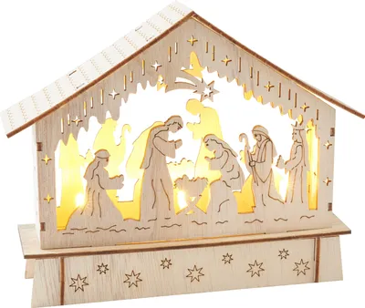 Produktbild von VBS Holzbausatz "Krippe mit LED", 11-tlg.