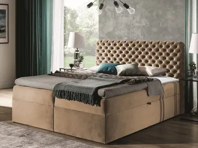 Obrázok produktu pre Kontinentálna jednolôžková posteľ 120x200 VALANCIA - hnedá + topper ZDARMA