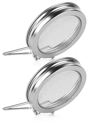 Produktbild von Keimglas Deckel Edelstahl 2er Set, Sprossen Deckel mit Abtropfständer für Brokkoli, Alfalfa &  Keimsprossen