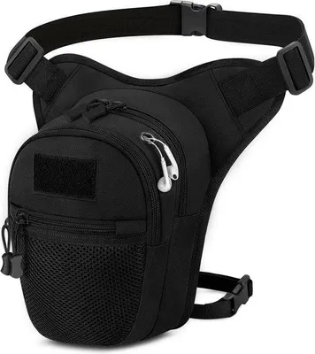 Produktbild von Unyqoos® Taktische Beintasche (Oxford) – Motorrad‑ & Hüfttasche, schwarz, 4 Fächer, verstellbar (Taille 60–112 cm, Bein 20–66 cm), spritzwassergeschützt