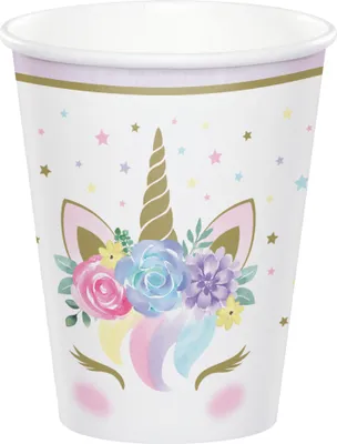 Produktbild von Einhorn-Pappbecher Einhornparty 8 Stück 266 ml - Einheitsgröße