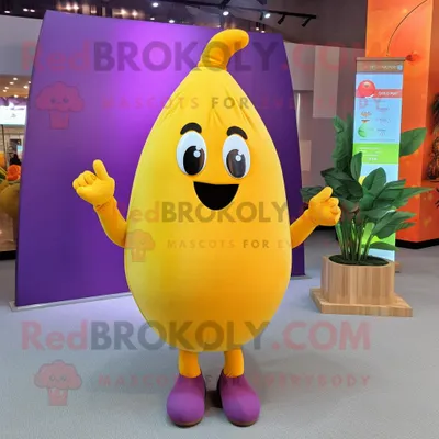 Immagine prodotto di Personaggio del costume della mascotte REDBROKOLY della melanzana gialla vestito con una tutina e fasce per la testa