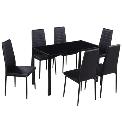 Produktbild von vidaXL 7-tlg. Essgruppe Schwarz