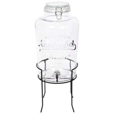 Produktbild von 1x Schwarzer Ständer 8.7L Getränkespender aus Glas mit Tap - Groß Küche Party Wasser Saft Punsch Trinken Kühlschrank Container Krug Flasche Glas - Von Rink Drink