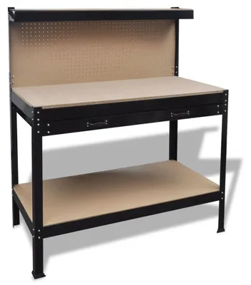 Produktbild von Werkbank aus Stahl mit Schublade – Tragfähigkeit: 150 kg – Abmessungen: 115 x 55 x 140 cm