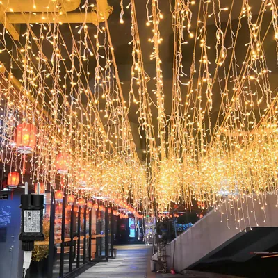 Produktbild von Eikuavons Lichterketten Eisregen 400 LED Warmweiß, 10 m Lichtervorhang, 31 V, IP44, 8 Modi mit Memory für Weihnachten