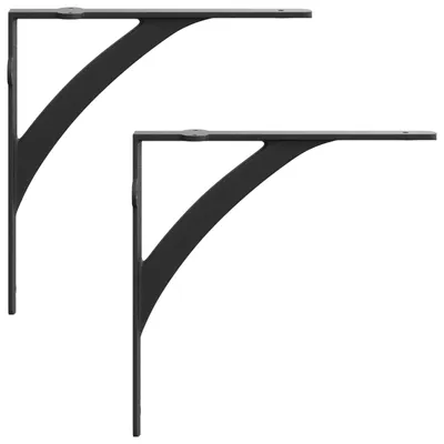 Image de Supports muraux pour étagères, 2 pièces, noir, 10 x 10 x 3 cm, acier