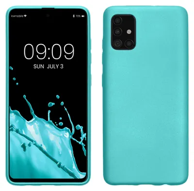 Produktbild von kwmobile Handyhülle für Samsung Galaxy A51 Hülle - Silikon Case metallisch schimmernd - Schutzhülle Cover - Metallic Mintgrün