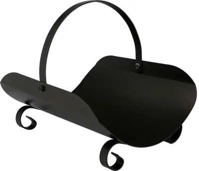 Produktbild von Holzschuppen aus geschmiedetem Eisen mit Griff, 40 x 35 x 35 (H) cm. Metallholzhalter, Kaminholzhalter, Holzholzhalter, Ofenholzholzhalter,