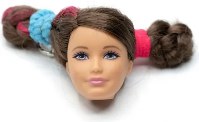 Produktbild von Kopf Puppe Schlüsselanhänger Miniblings Anhänger braune Haare Zöpfe 2 Buns