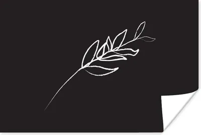Produktbild von MuchoWow® Poster Linienkunst - Blätter - Minimalismus 90x60 cm - Schlafzimmer