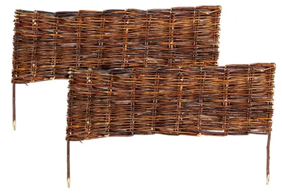 Obrázok produktu pre Relaxdays Ohraničenie záhonu, vŕba, sada 2 ks, VxŠ: 20 x 60 cm, na zapichnutie, záhony a trávnik, nízke ohraničenie záhonu, hnedé