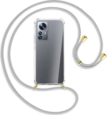 Produktbild von Handykette Backcover-Schutzhülle mit Band (Metall goldfarben) für Xiaomi 12 Pro - silbergrau
