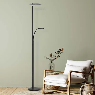 Produktbild von LED Deckenfluter, Lesespot, Touchdimmer, schwarz, H 187 cm