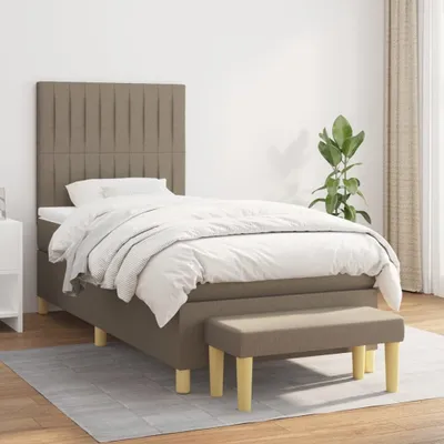 Produktbild von The Living Store Boxspringbett mit Matratze Taupe 90x190 cm Stoff
