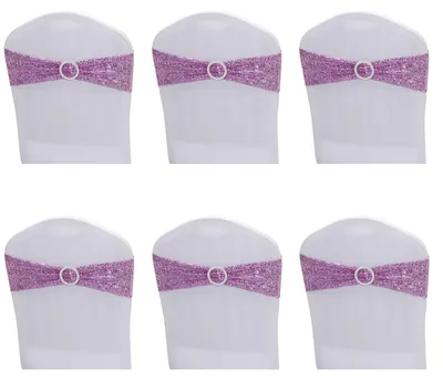 6 Stretch-Stuhlscharpen aus Satin, Lila, für Dekoration