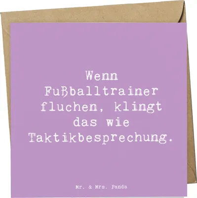 Produktbild von Mr. & Mrs. Panda Grußkarte Spruch Fußballtrainer Taktik - Lavendeltraum - Geschenk, faltkarte, Trainingsplanung, anlasskarte, Berufsalltag, Klappkarte, Beruf, Mentoring