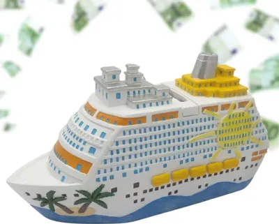 Produktbild von Große Urlaubskasse Spardose KREUZFAHRT-SCHIFF bunt 20 cm