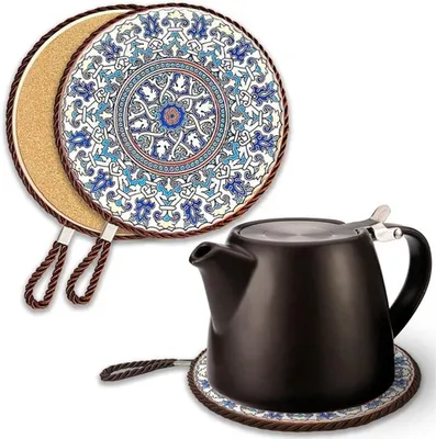 Hitzebeständige Untersetzer aus Keramik und Kork, 17 cm, perfekt für Gläser und Töpfe