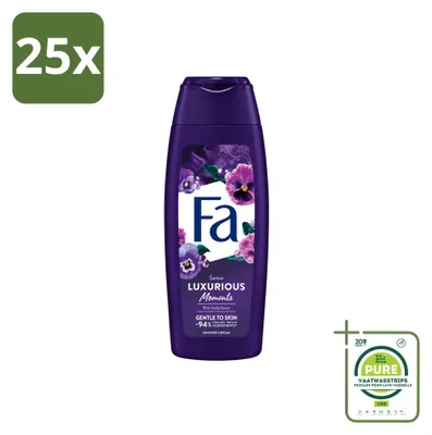 Zdjęcie produktu dla 25 sztuk żelu pod prysznic Fa Luxurious Moments – zapach róży i fiołków – 250 ml – opakowanie zbiorcze