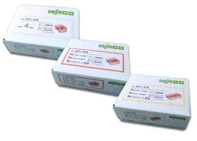 Produktbild von Wago 221 Klemmen SET 100x 221-412, 50x 221-413, 25x 221-415 - Kabel Verbinder - Original WAGO