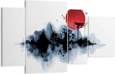 Produktbild von Bild auf Leinwand - Leinwandbild - 4 Teile - Rot Sonne Tor - 120x70cm - Wand Bild - Wanddeko - Wandbilder - Leinwanddruck - Bilder - Wanddekoration - Leinwand bilder - Wandbild - DL120x70-4666