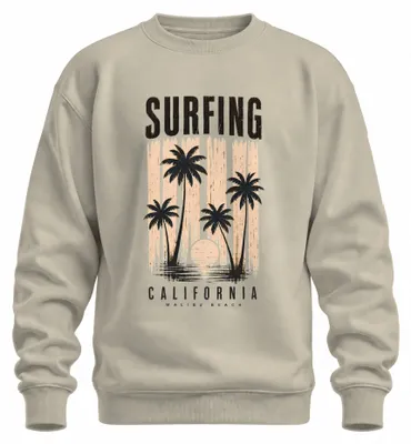 Produktbild von Surfing California Malibu Beach Vintage Retro Sunset Surfer Sweatshirt Pullover, Natur, XXL